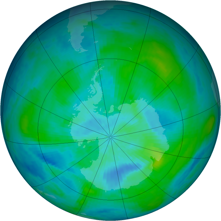 Antarctic ozone map for 08 March 1984